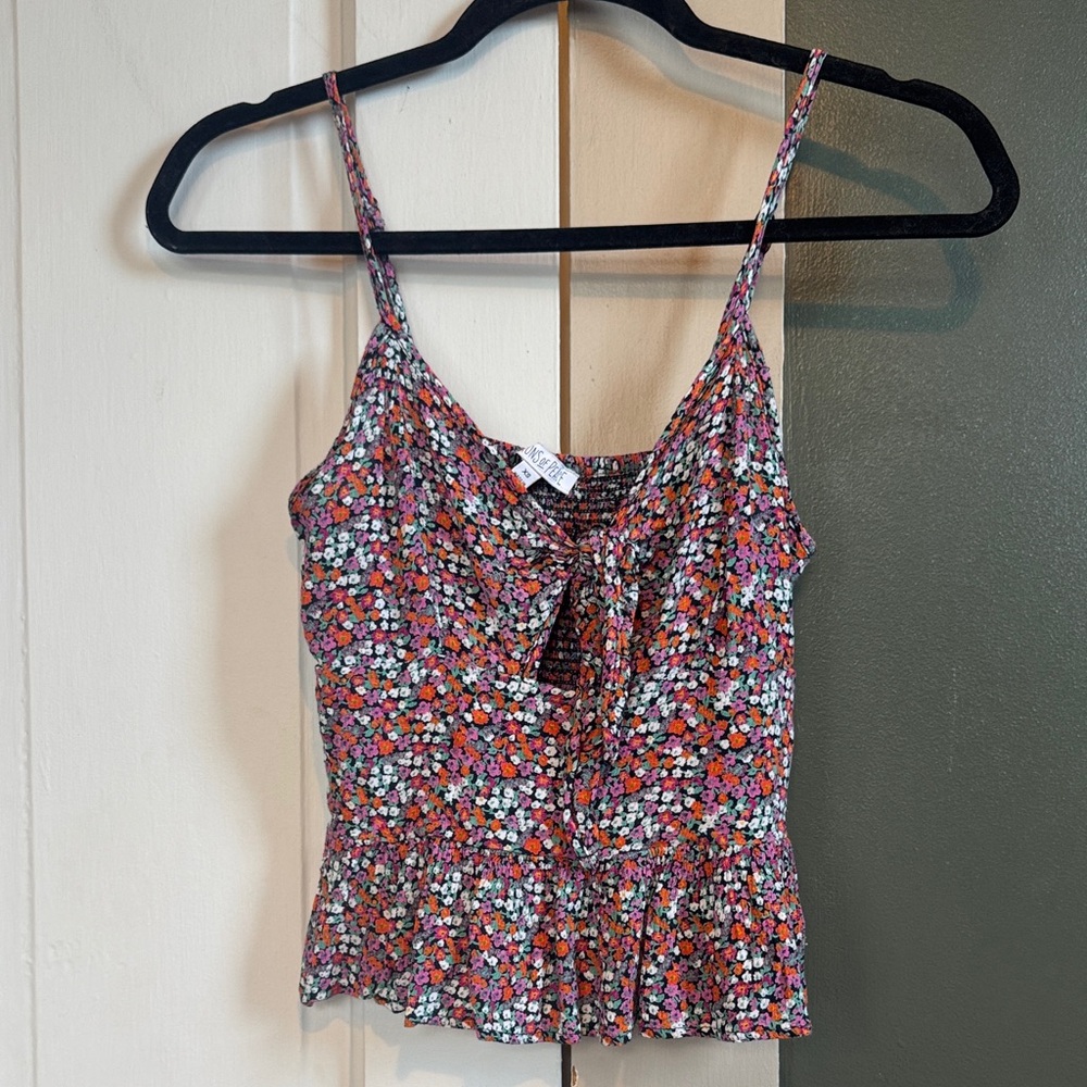 Patrons of Peace Pink Multi Floral Tie-Front Camisole
